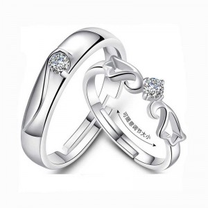 925 stříbrný kreativní diamantový prsten pár otevřený pár kroužek na ústa, stříbrné šperky briliantová hvězda